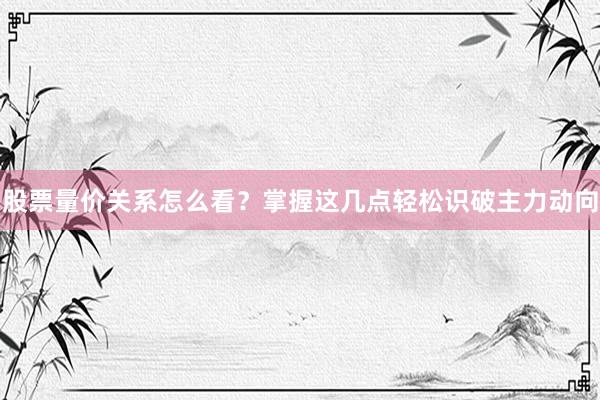 股票量价关系怎么看？掌握这几点轻松识破主力动向