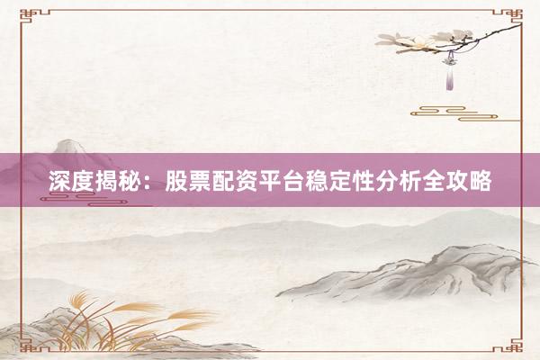 深度揭秘：股票配资平台稳定性分析全攻略
