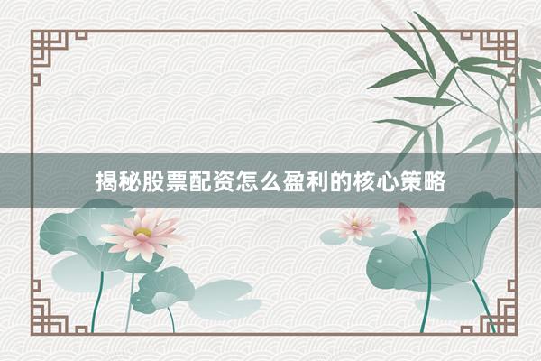 揭秘股票配资怎么盈利的核心策略