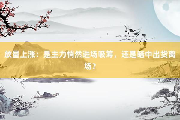 放量上涨：是主力悄然进场吸筹，还是暗中出货离场？