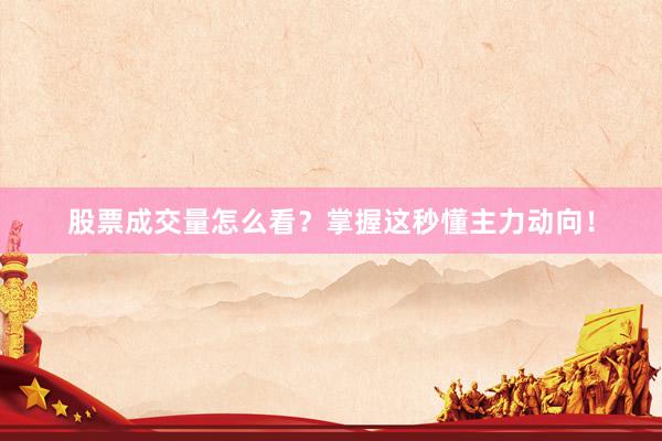 股票成交量怎么看？掌握这秒懂主力动向！