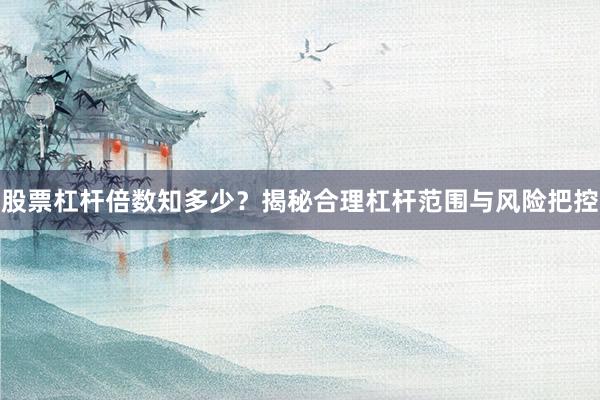 股票杠杆倍数知多少？揭秘合理杠杆范围与风险把控