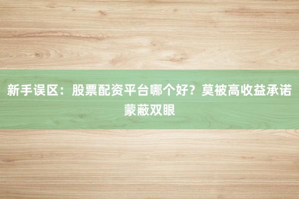 新手误区：股票配资平台哪个好？莫被高收益承诺蒙蔽双眼