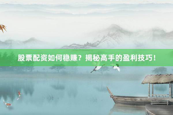 股票配资如何稳赚？揭秘高手的盈利技巧！
