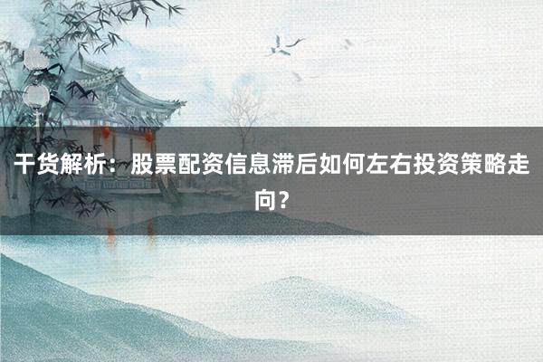 干货解析：股票配资信息滞后如何左右投资策略走向？