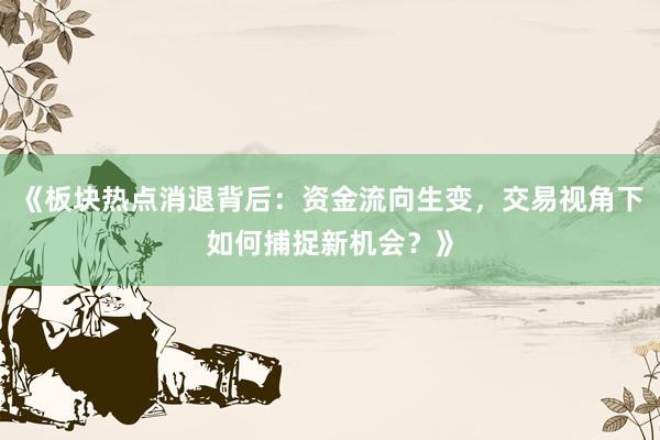 《板块热点消退背后:资金流向生变,交易视角下如何捕捉新机会?》