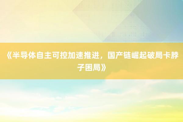 《半导体自主可控加速推进，国产链崛起破局卡脖子困局》
