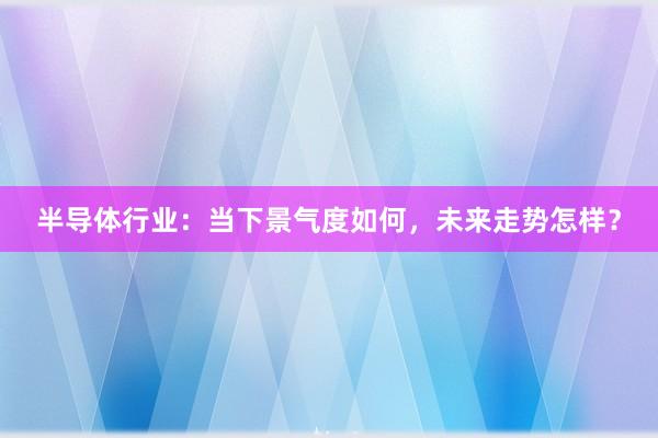 半导体行业：当下景气度如何，未来走势怎样？