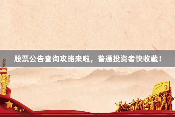股票公告查询攻略来啦，普通投资者快收藏！