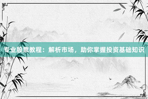 专业股票教程：解析市场，助你掌握投资基础知识