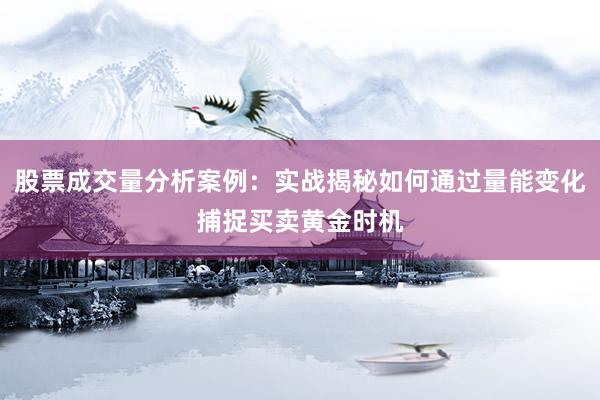 股票成交量分析案例：实战揭秘如何通过量能变化捕捉买卖黄金时机