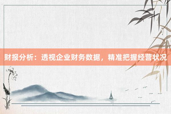 财报分析：透视企业财务数据，精准把握经营状况