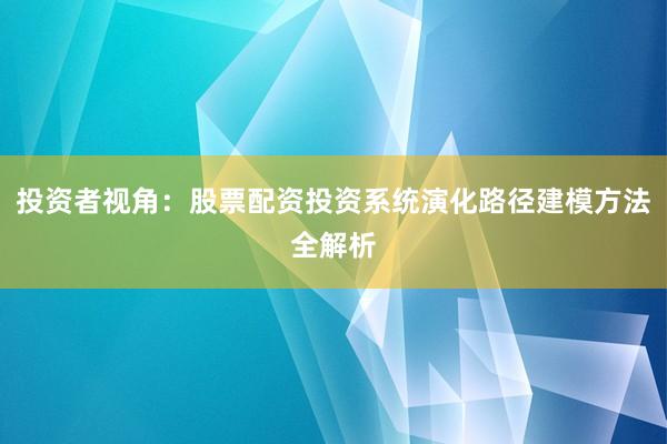 投资者视角：股票配资投资系统演化路径建模方法全解析