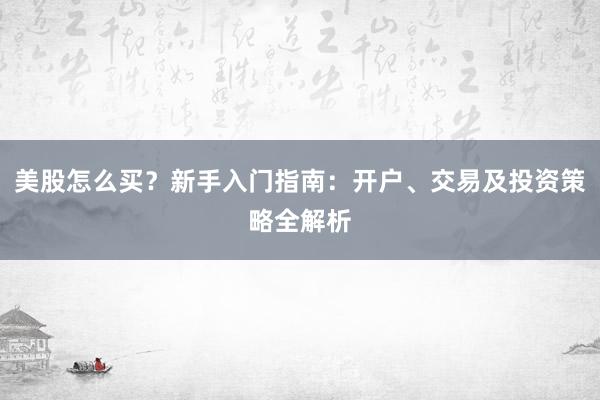 美股怎么买?新手入门指南:开户、交易及投资策略全解析