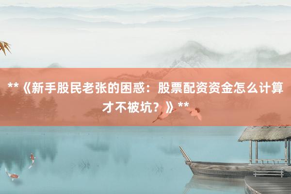 **《新手股民老张的困惑：股票配资资金怎么计算才不被坑？》**